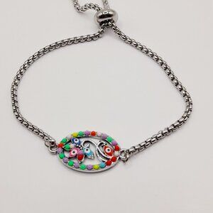 Adjustable Stainless Steel Bracelet | Turkish Eyes | Amulet & Stack